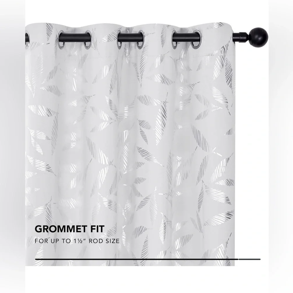 Deconovo Greyish White Blackout Curtains 2panels /gray-silver W52x72L
